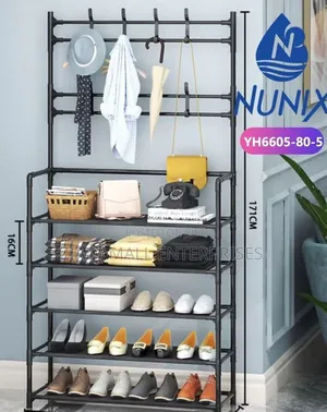 Shoe Rack With Hanger Nunix All-in-1 Shoe Rack/Coat Rack/Cap Scarf Bag