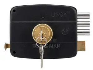 Lincy High-Security 3-Bolt Rim Lock -Heavy Duty Gate Door Lock +3 Keys