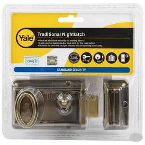 Yale Traditional Nightlatch -Antique Brass Steel/Wooden Door Lock.60mm