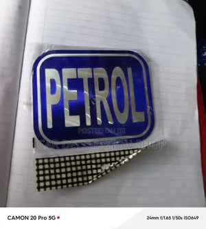 Blue Reflective Laminated Petrol Fuel Badge Sticker