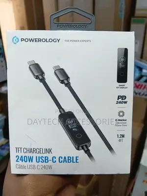 Powerology TFT Chargelink 240w Usb-C Cable - Black