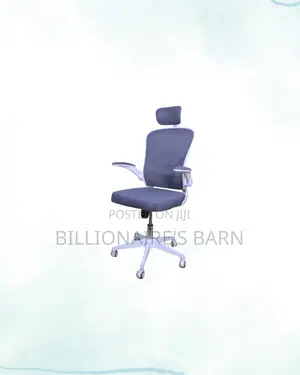 Heavy Duty White Ergonomic Chair Flip Up Arms Adjustable Headrest