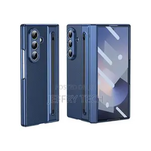 Samsung Galaxy Z Fold 7 Leather Case Blue Screen Protector, Stylus Pen