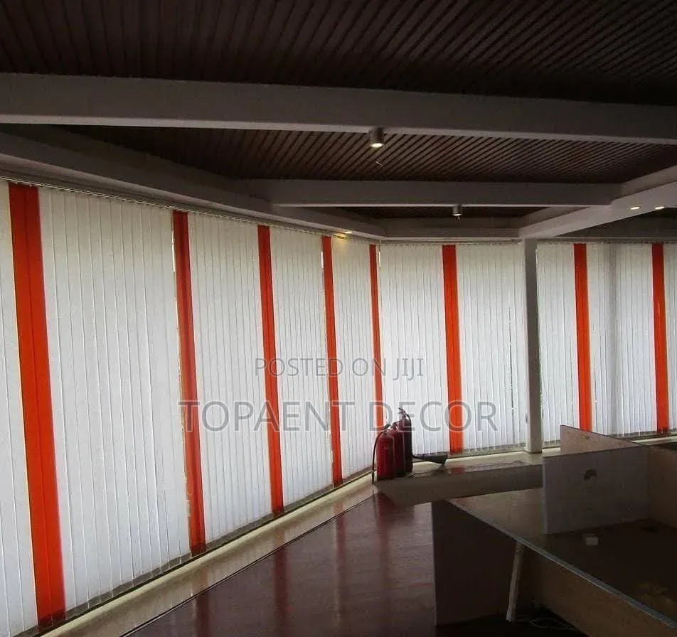 Rationed Red and White Slats for Vertical Window Blinds Wall to Wall