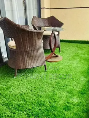 Balcony Gazeboo , Plain Green Artificial Grass Carpet