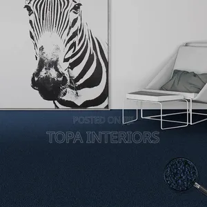 Navy Blue 4mm Thick Office Wall to Wall Carpets Installation