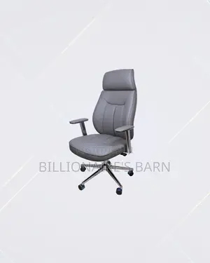 Heavy Duty Grey Executive Leather Office Chair High Back Chrome Base