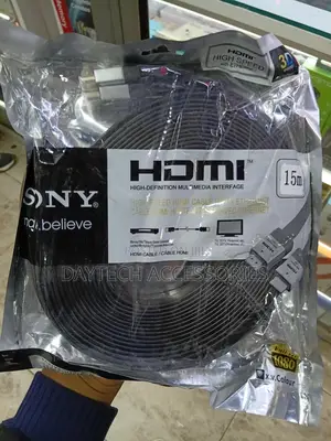 This Is a Sony 15-Meter High-Speed Hdmi Cable in Flat Black.