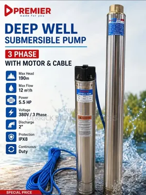 Premier 3phase Deep Well Submersible Pump 5.5hp 190m Head