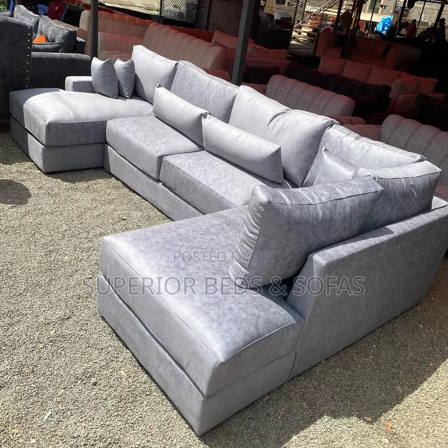 8 Seater Grey Corner Sofa Set