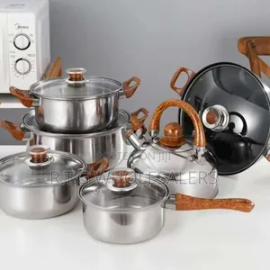 Heavy Duty 12pcs Stainless Steel Pots Set With Kettle