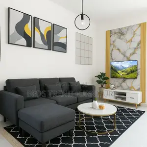 Modern 6 Seater Dark Grey L Shaped Sofa