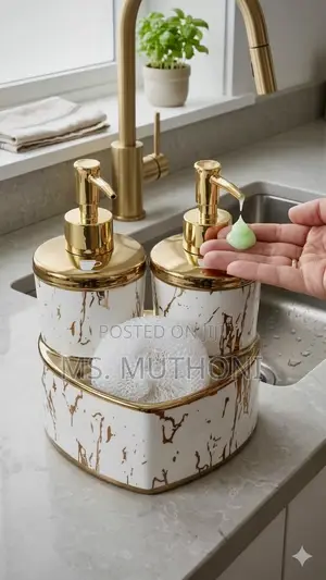 Ceramic Twin Liquid Soap and Detergent Dispensers