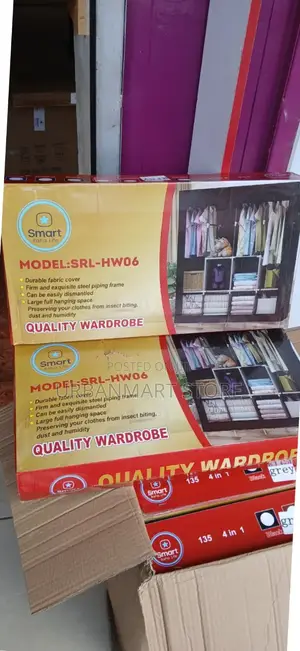 Portable 4 Column Metallic Wardrobe Cabinet