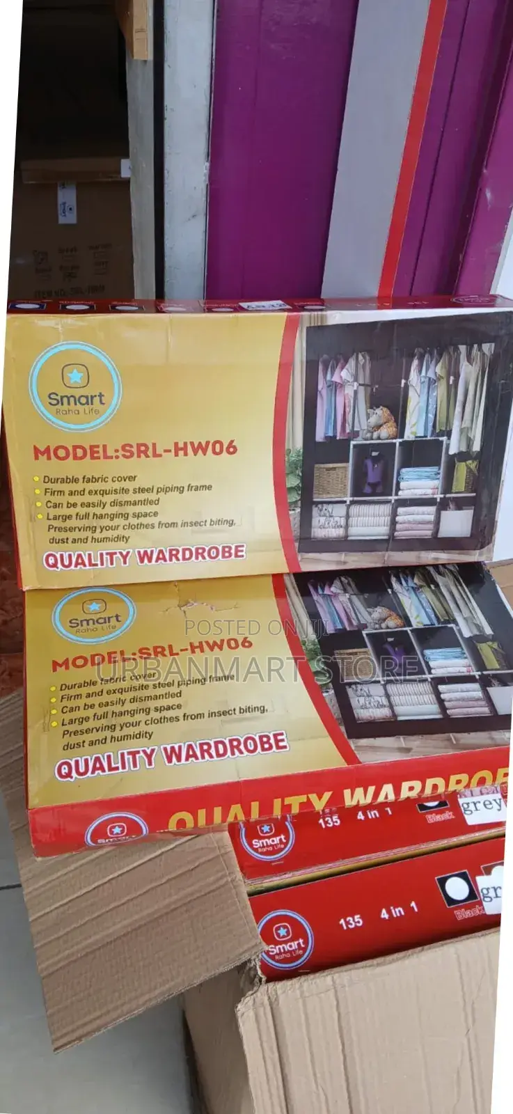 Portable 4 Column Metallic Wardrobe Cabinet