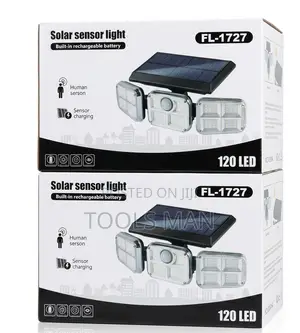 120 Led Solar Motion Sensor Security Light Fl-1727 - 3 Head Adjustable
