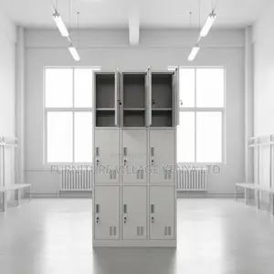 9-Locker White Secure Gym Metallic Cabinet