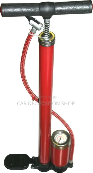 Red Metal_activated Hand Floor Pump for Bicycle or Balls