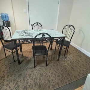 Glass-Top Finish Dining Table 4 Seater Designed (Black-White)