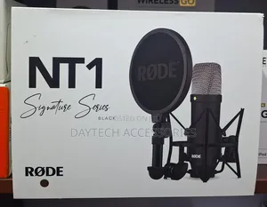 This Is a Rode Nt1 Signature Series Black Microphone Box.