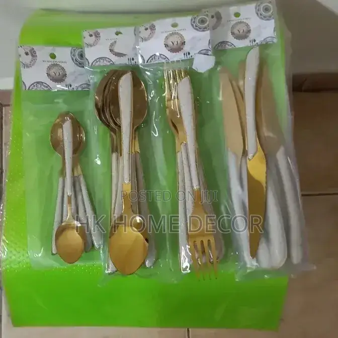 24 Piece Gold Cutlery Set