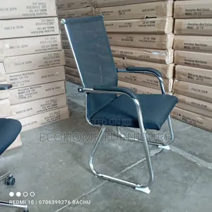Black Leather Fixed Mesh Chair