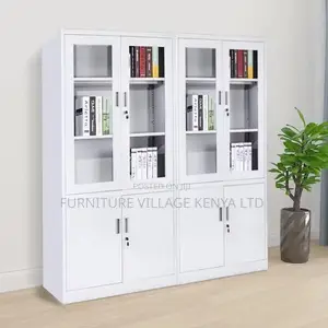 2-Door Half Glass Lockable File Storage Cabinet