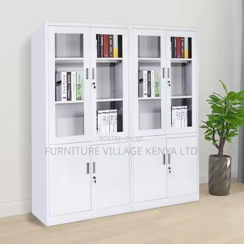 2-Door Half Glass Lockable File Storage Cabinet