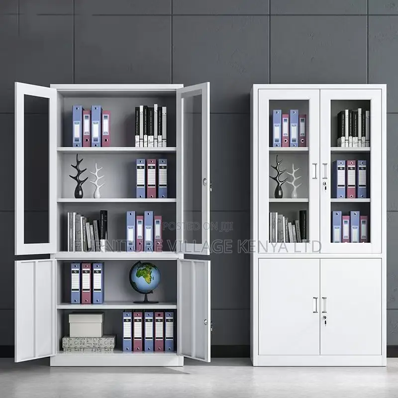 2-Door Half Glass Lockable File Storage Cabinet