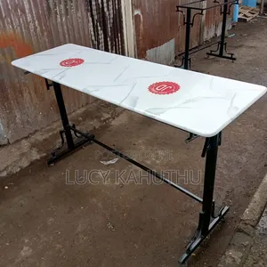 6 by 2 Marble Top High Table With Two Logs
