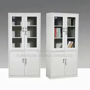 2-Door Half Glass Lockable File Storage Cabinet