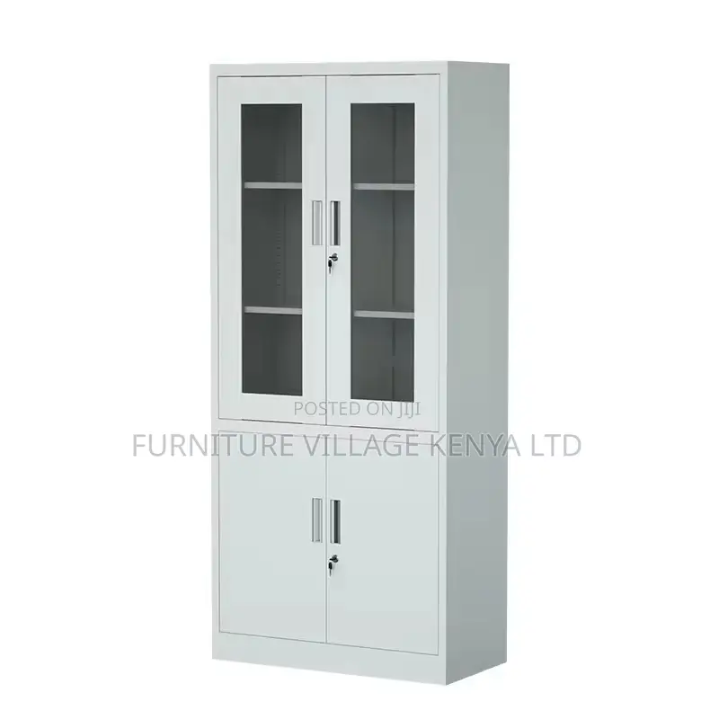 2-Door Half Glass Lockable File Storage Cabinet