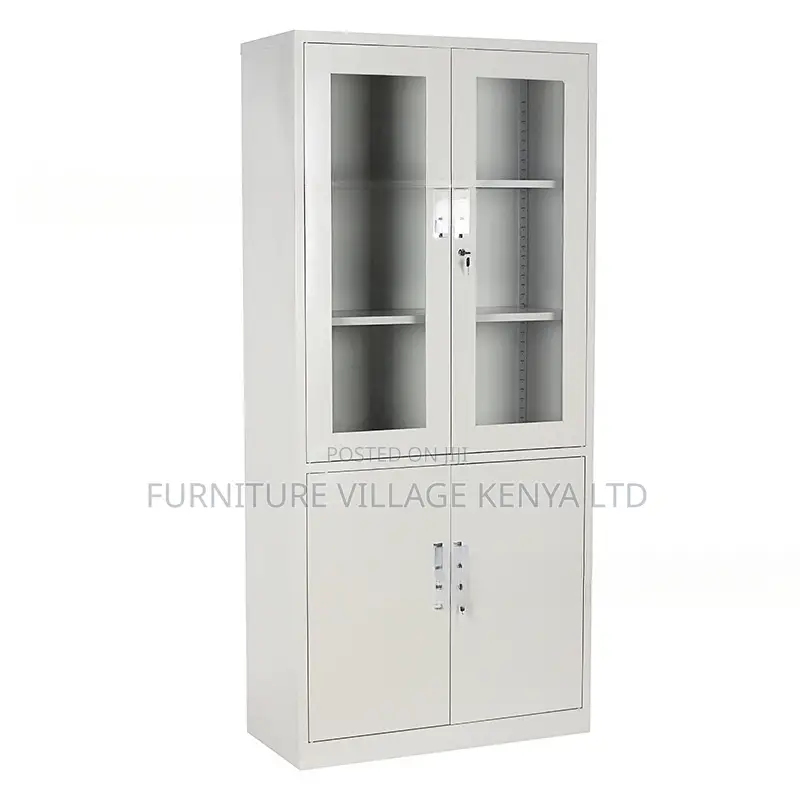 2-Door Half Glass Lockable File Storage Cabinet