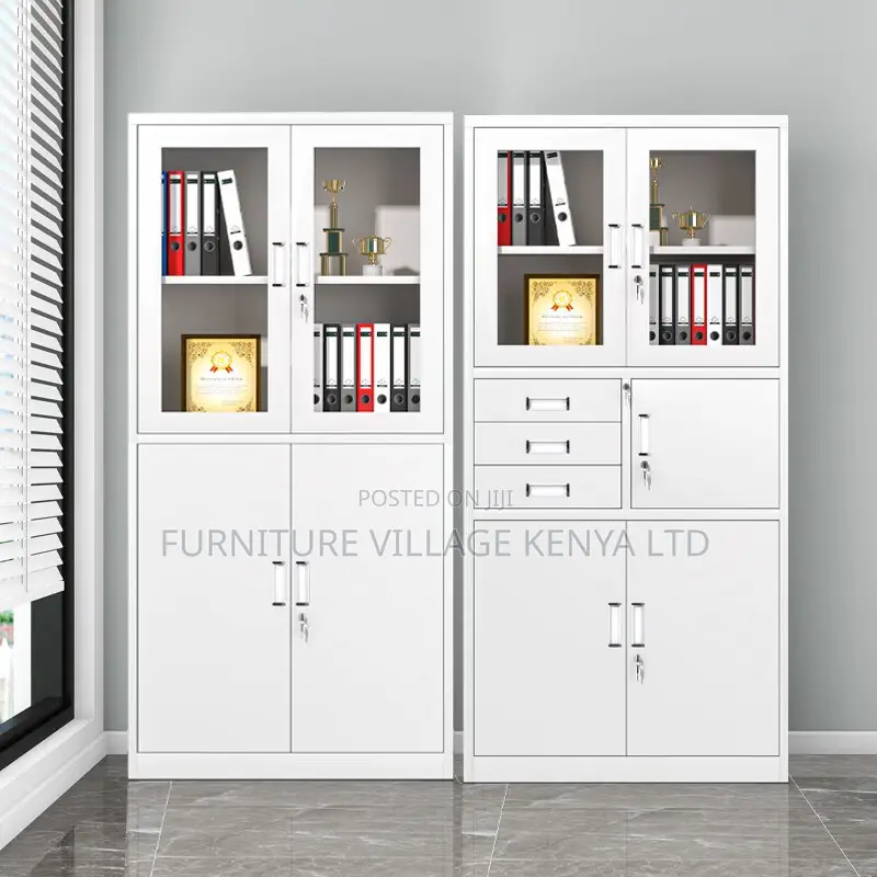 2-Door Half Glass Lockable File Storage Cabinet
