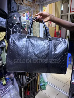 Black Classic Leather Duffle/Travel Bag