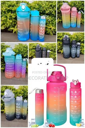 3in1 Gradient Colored Motivationa Water Bottle Set 4hydration Tracking
