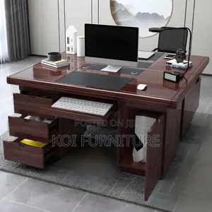 Office Desk; 1.2 Meters Mahogany Executive Desk With Keyboard Tray