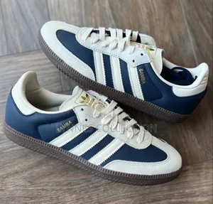 Samba Blue/White Stripes Sneakers, Shoes, Trendy Unisex Fashion