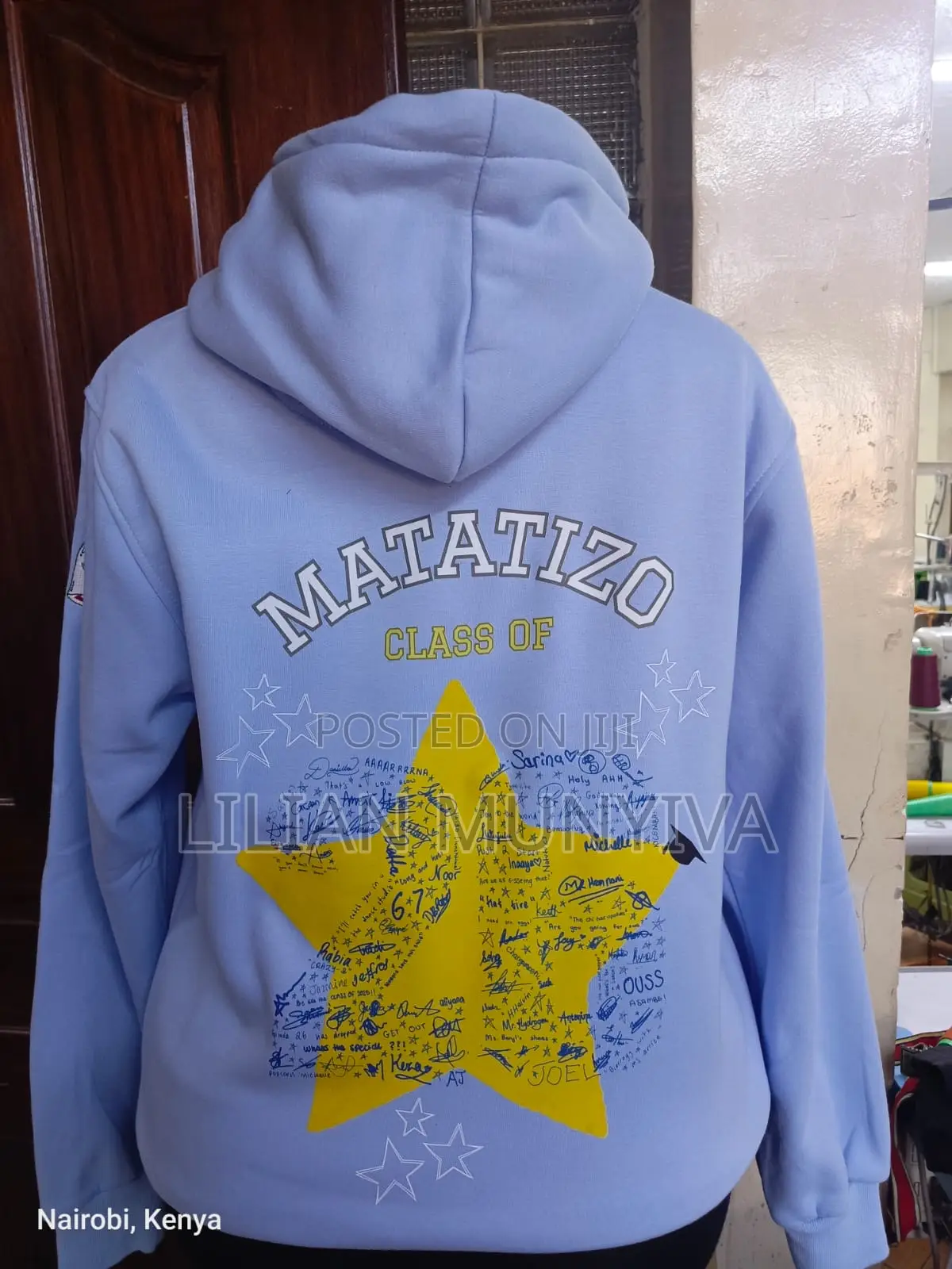 Customized Sky Blue Hoodie