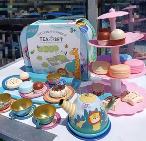 Kids High Tea Set Toy With Animal Themes and Play Desserts.