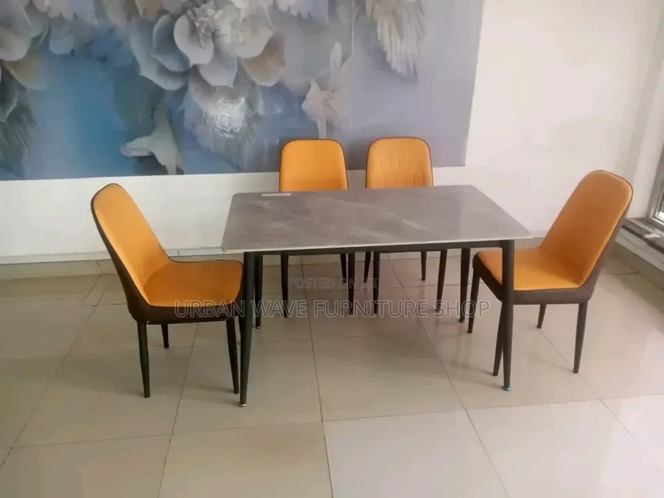 Orange Seats and Table Dining Set