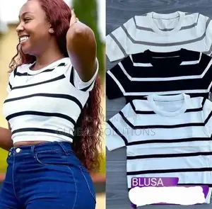 Versatile Knit Tops Available In White And Black Striped Patterns