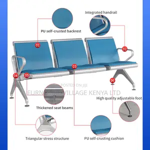 3-Link Padded Guest Waiting Bench With Armrest