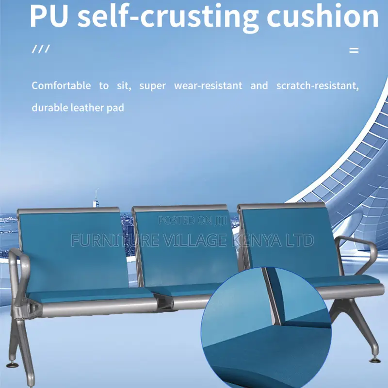 3-Link Padded Guest Waiting Bench With Armrest