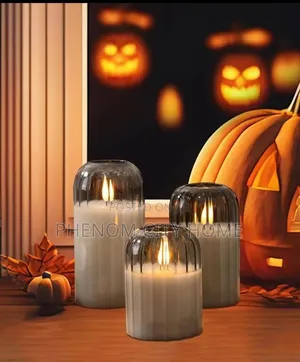 3pc Glass Led Decor Candles
