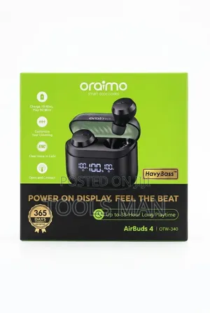 Oraimo Airbuds 4 Otw-340 Wireless Earbuds With Led Display.