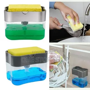 Kitchen Dish Washing Clear Soap Dispenser With Sponge