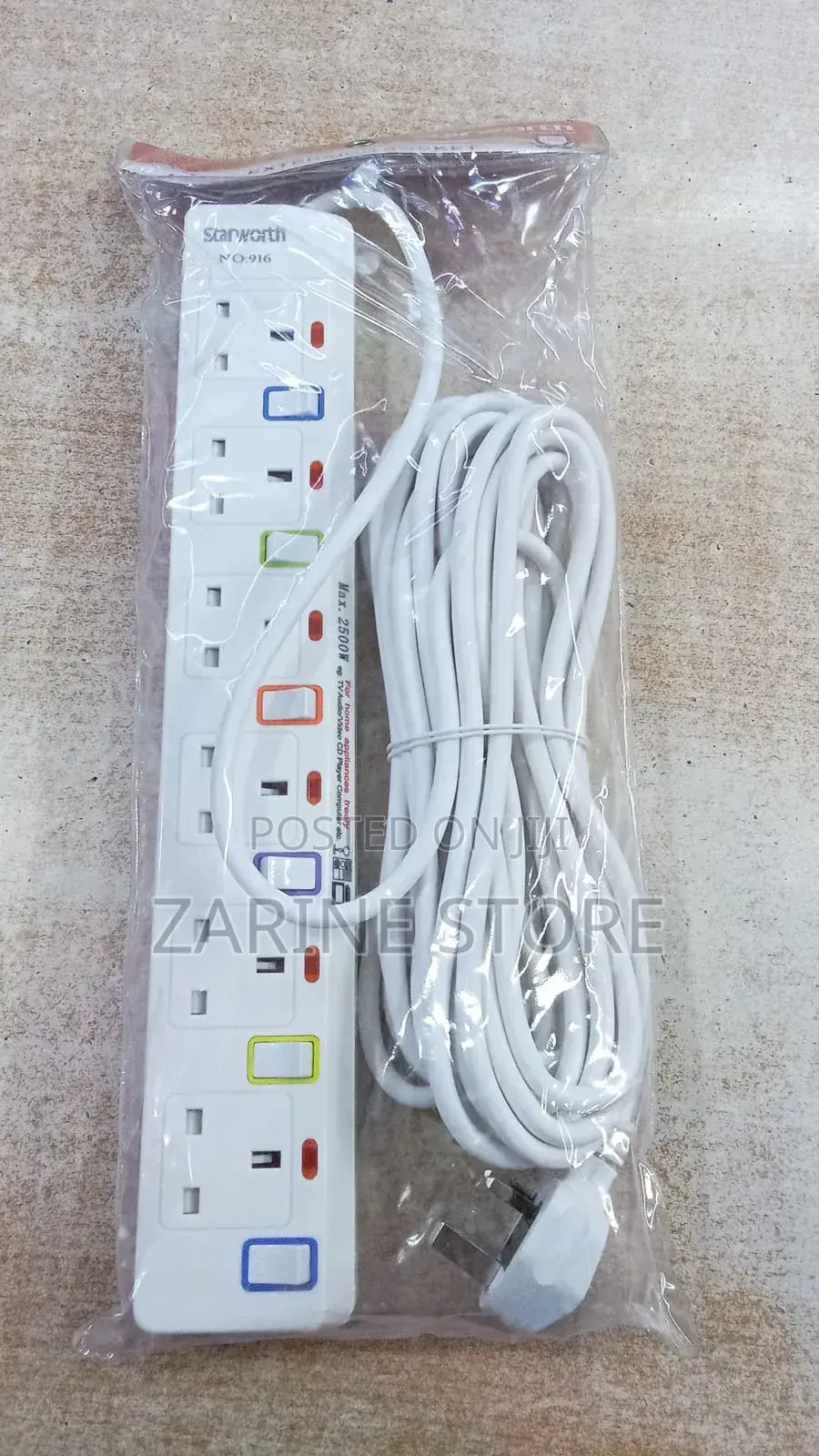 Starworth 10m 6 Way Socket Extension Cable