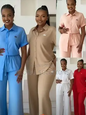 Colorful, Collared Two-Piece Suit Sets