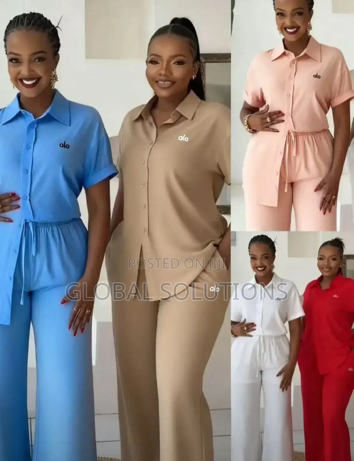 Colorful, Collared Two-Piece Suit Sets